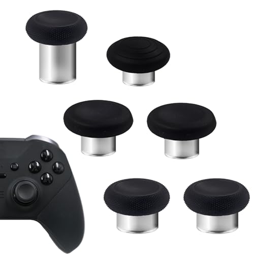 6 in 1 Metal Magnetic Thumbsticks for Xbox Elite Series 2 Controller,Swappable Magnetic Analog Stick Joystick Caps Replacement for Xbox Controller Elite Series 2, Elite Series 2 Core(Black) - color: Black