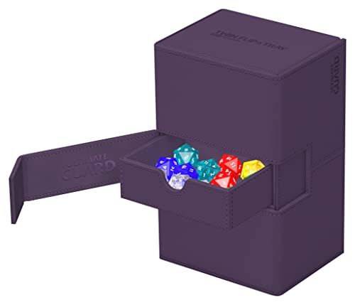 Ultimate Guard Twin Flip'n'Tray 160+, Deck Case for 160 Double-Sleeved TCG Cards + Dice Tray, Purple, Independent Magnetic Closure & Microfiber Inner Lining - color: Purple, size: 160+