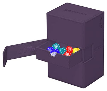 Ultimate Guard Twin Flip'n'Tray 160+, Deck Case for 160 Double-Sleeved TCG Cards + Dice Tray, Purple, Independent Magnetic Closure & Microfiber Inner Lining - color: Purple, size: 160+