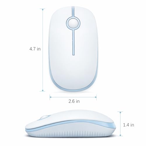 VssoPlor Wireless Mouse, 2.4G Slim Portable Computer Laptop Mouse with Nano Receiver Quiet Silent Optical Mice for Notebook, PC, Laptop, Computer-Light Blue - color: Light Blue