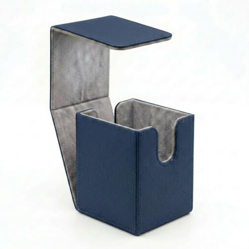 Dmoicols Vertical Deck Box Plus Version, Large Trading Card Case Fits 100+ Double Sleeved Cards, Premium Saffiano Leather TCG Storage for MTG Commander, Pokémon, TCG, CCG, Magnetic Closure-Navy Blue - color: VP Navy