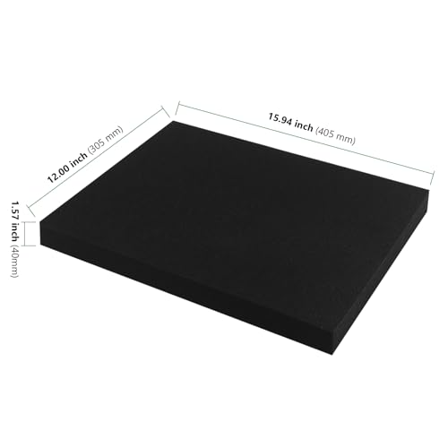 HAKZEON 4 Pack 16 x 12 x 1.6 Inch Black Polyurethane Foam Sheet | Cuttable Foam Inserts for Tool Box Organizer, Camera Case, DIY Projects