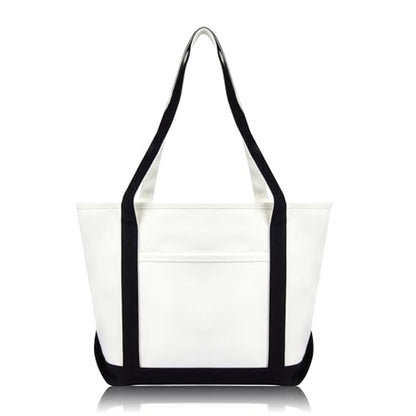 DALIX Daily Shoulder Tote Bag Premium Cotton in Black - color: Black