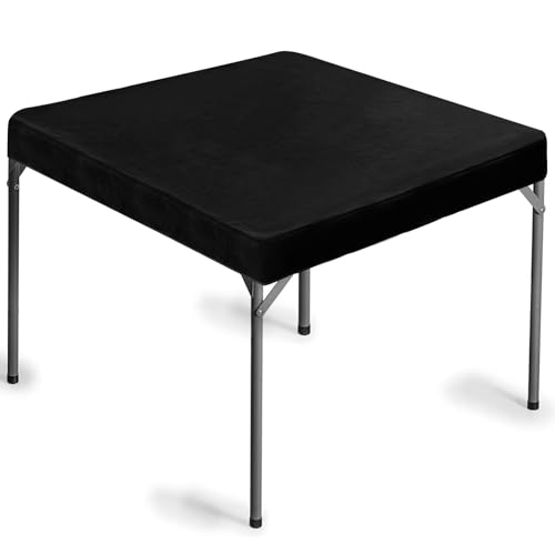Frienda Game Table Cover Felt Game Tablecover Folding Tablecloth for Card for Playing Poker Cards Mahjong Puzzles Board Games, Table Not Included (Black,34 x 34 x 4 Inch)