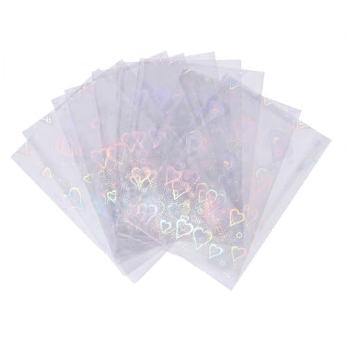 Photocard Sleeves 3.58x2.56 in Love Heart Shape Laser Flashing Holographic Foil Protective Covers for Card Enthusiasts，100 PCS