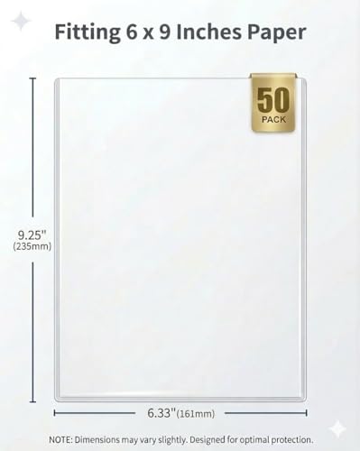 50ct 6x9 Toploaders - Ultra Durable Card Protectors for Photos & Collectibles - Crystal Clear, Archival-Safe, Fit 6x9 Inch Sheets - size: 6x9