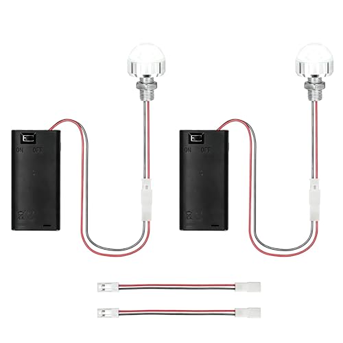 2 Pcs Miniature LED Lighting Kit, Battery Operated White Wiring Set for Model Houses, DIY Craft Projects – Includes Extension Cords, Battery Holder & Switch for 14+ Years - color: Cool White