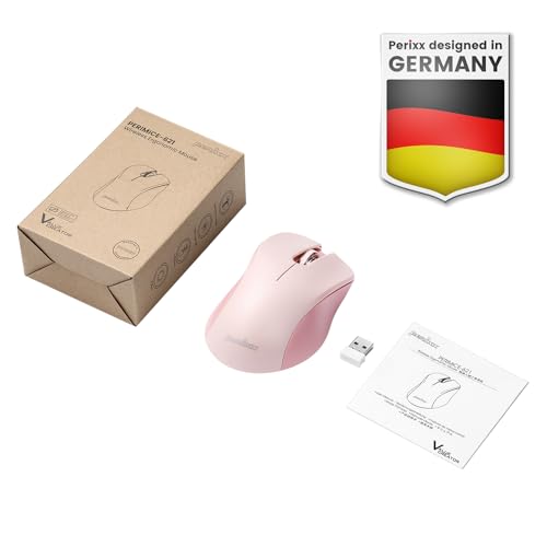 Perixx PERIMICE-621P Wireless Mouse - Silent Click with Ergo Design - Compatible for Desktop and Laptop PC - Wireless 2.4 GHz - Pink - style: Wireless Pink