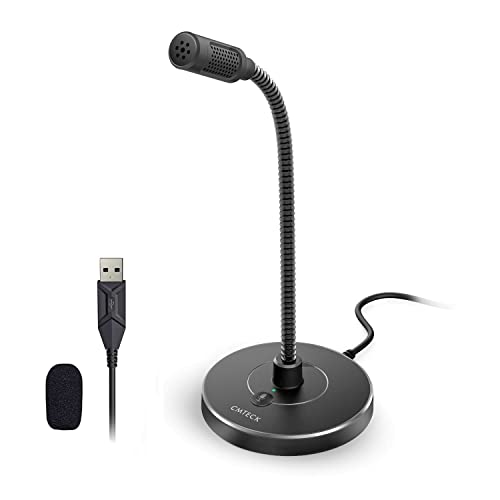 CMTECK USB Computer Microphone G009, Noise-Cancelling Recording Desktop Mic for PC/Laptop for Online Chatting, Home Studio, Podcasting, Gaming, Skype, YouTube with Mute Function(Windows/Mac) | Built-in pop filter and metal base. 360° adjustable neck, mute
