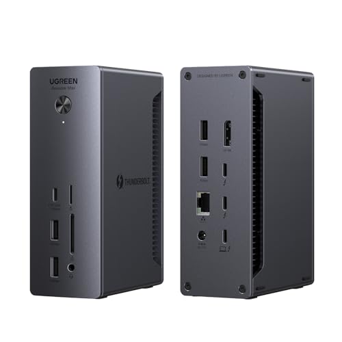 UGREEN 13-in-1 Thunderbolt 4 Docking Station, Dual 4K@60Hz, 2.5G Ethernet | 3xTBT4 40Gbps, Single 8K@30Hz, 90W Host Charging, SD/TF 4.0 312MB/s, TBT4 Dock for MacBook and Windows Laptop,Revodok Max 213