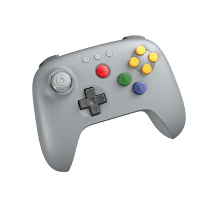 8Bitdo 64 Bluetooth Controller for Analogue 3D, Grey | Switch/Switch 2, Windows and Android Support, Wired USB, D-Input/S-Input Modes, Hall Effect Joystick, Vibration - color: Grey