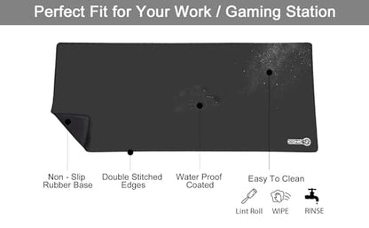 4XL Oversized & Ultimate Gaming Desk Mat 54"x23"(Black) - Giant & Thicker 4mm - Stitched/Water Proof/Non Slip Base - color: Black, size: 4XL 54"x23"