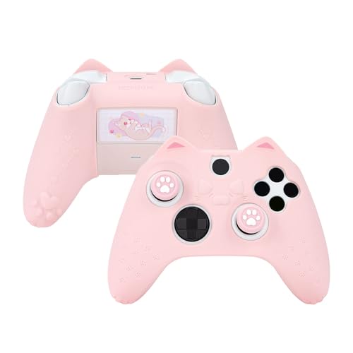 GeekShare Cat Paw Controller Skin Grips Set Anti-Slip Silicone Protective Cover Skin Case Compatible with Xbox Series X Controller with 2 Thumb Grip Caps and 1 Sticker (Pink) - color: Pink