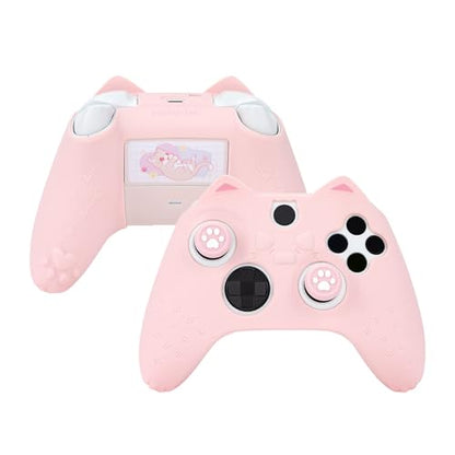 GeekShare Cat Paw Controller Skin Grips Set Anti-Slip Silicone Protective Cover Skin Case Compatible with Xbox Series X Controller with 2 Thumb Grip Caps and 1 Sticker (Pink) - color: Pink