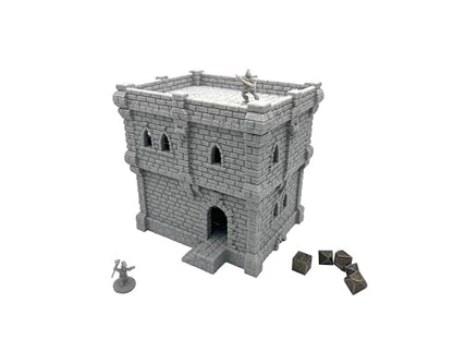 Medieval Castle Tabletop Terrain Set for 18mm & 28mm Miniatures – Paintable Wargame & Diorama Building Kit (2 Floors) - size: 2 Floors