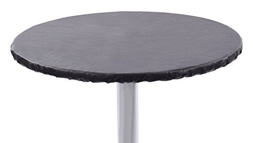 Yourtablecloth Heavy Duty Vinyl Round Fitted Tablecloth (Table Cover) with Flannel Backing Vibrant Colors Elasticized Tablecloth Great for Indoor and Outdoor Dining and Playing Cards 48” Black - color: Black, size: 48" (Round)