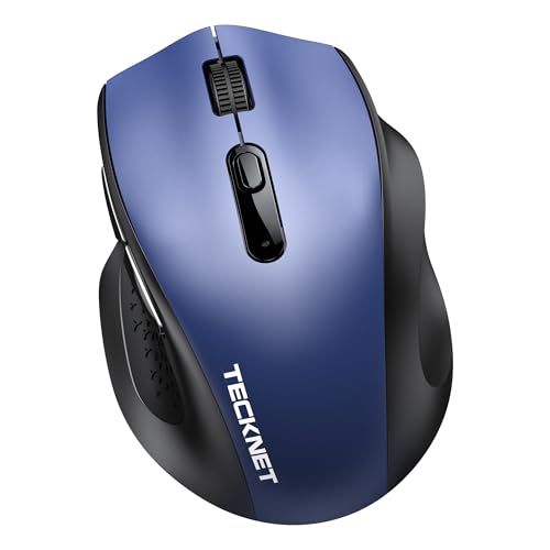 TECKNET Wireless Mouse for Laptop, (BT5.2/3.0 & 2.4G) Bluetooth Wireless Mouse, Silent Click, 5-Level Adjustable DPI, Ergonomic Portable Computer Mice for Laptop, PC, MacBook, Chromebook - color: Blue