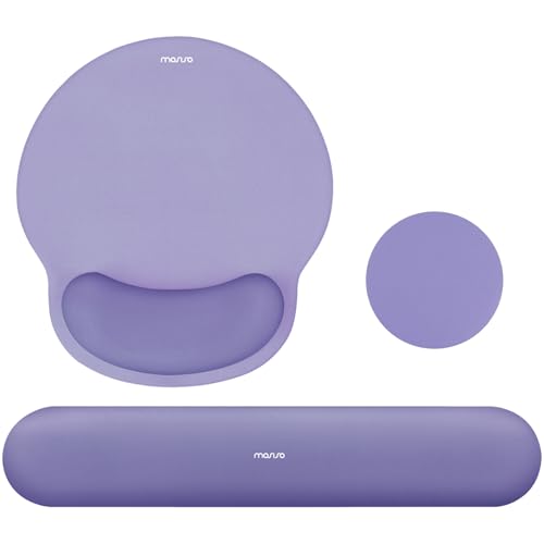 MOSISO Wrist Rest Support for Mouse Pad&Keyboard Set, Circle Curved Ergonomic Mousepad&Coaster Non-Slip Base Home/Office Pain Relief&Easy Typing Pad with Soft Cloth&Silicone Lining, Lavender Purple - color: Lavender Purple