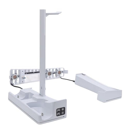 Horizontal Console Cooling Station | RGB Fan Stand with Controller Charger for Slim Disc Digital Gaming