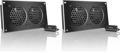 AC Infinity AIRPLATE S5, Quiet Cooling Fan System 8" with Speed Control, for Home Theater AV Cabinets (Pack of 2) - size: Dual 80 (Pack of 2)
