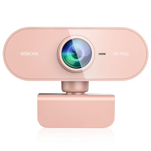 Webcam for pc with Microphone,Full Hd 1080P Pink Streaming Web Cam with Mic for Mac Laptop, Small Computer Camera for Desktop,Cheap Face Cam for Video Conference,Zoom,Microsoft Teams Meet - color: Pink, style: 1080p