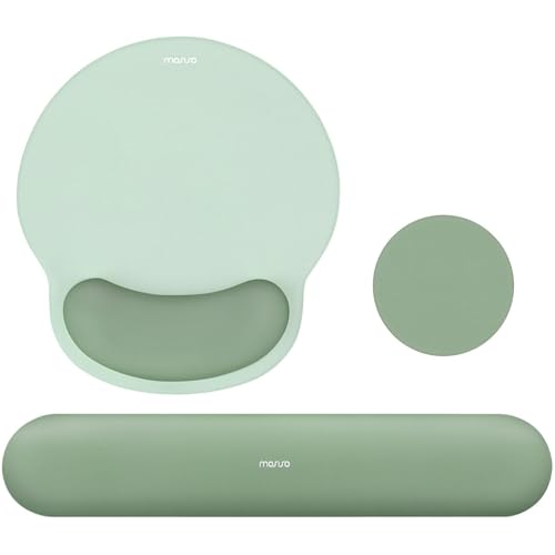 MOSISO Wrist Rest Support for Mouse Pad&Keyboard Set, Antique Green | Circle Curved Ergonomic Mousepad Non-Slip Base Home/Office Pain Relief&Easy Typing Pad with Soft Cloth&Silicone Lining - color: Antique Green