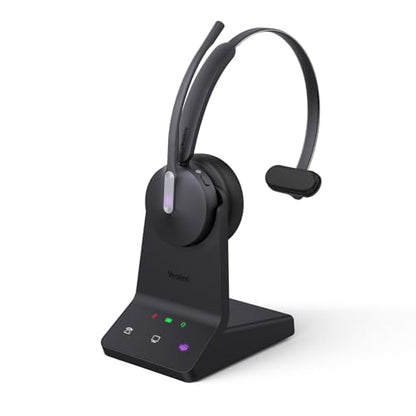 Yealink WH64 Mono DECT & Bluetooth Wireless Headset for Phone PC Cellphone | Teams Certified Single On Ear Headset, 3X Noise Canceling Mic, 26H Talk Time, 606 ft Long Range for Office Call Center