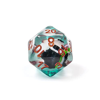 Cusdie 7-Die Dice DND, Polyhedral Dice Set Filled with Animal, for Role Playing Game D&D Dice (Panda w/Bamboo) - color: Orange