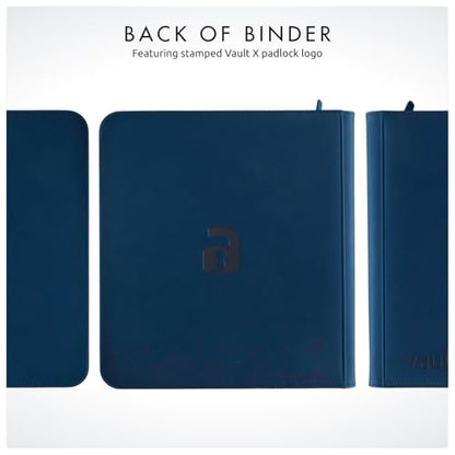 Vault X 12 Pocket Zip Trading Card Binder 480 Cards Exo-Tec (Blue) | Holds 480 standard-size TCG cards in 20 side-loading 12-pocket pages. Padded, water-resistant Exo-Tec cover. - color: Blue, size: 12 Pocket