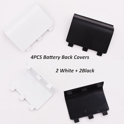 4 Pcs Battery Back Cover for Xbox One/One S/One X Controller[NOT for Xbox Series X/S],Battery Back Shell Covers,Replacement Battery Cover Door Compatible with Xbox One(Black&White) - color: 2 Blacke+2 White