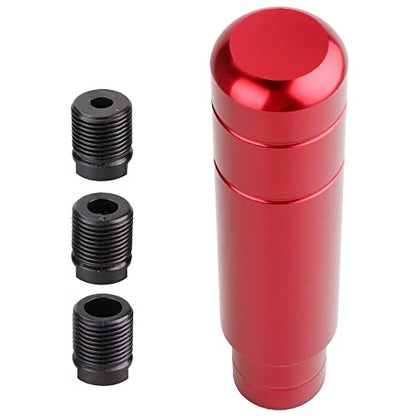 BARTOO Aluminum Alloy Heavy Weighted Shifter Knob, 5" Auto Gear Shift Knob, Car Gear Lever Stick Shifter Handle,with 3 Threaded Adapters M8 M10 M12,Fit Most Automatic Manual Vehicle(Red) - color: Red