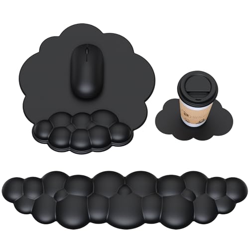 MOKURU Cloud Mouse Pad with Wrist Rest, Cloud Keyboard Wrist Rest, Mouse Pad Wrist Support, Ergonomic Keyboard Mouse Wrist Support (Black) - color: Black