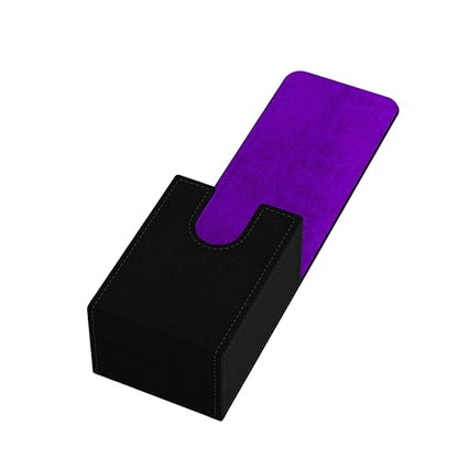 Double Decker Leather Poker Card Case - Holds Two Sets of Poker Size Cards - Premium Dual-Deck Holder with Stylish Design and Secure Closure (Black-Purple) - color: Black-Purple
