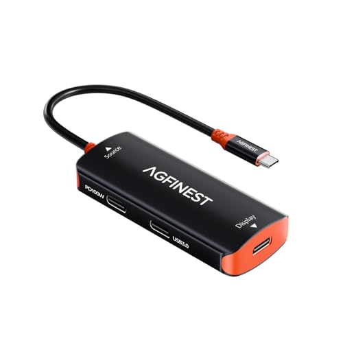 AR Glasses Adapter for Steam Deck/Switch 2/ROG Ally X, 4K@60Hz/2K@120Hz, 100W PD Charging, 10Gbps Data, No Dock Needed, for XREAL/Rokid, iPhone 17/16/15 Pro/iPad/Laptop, - color: Black & Orange