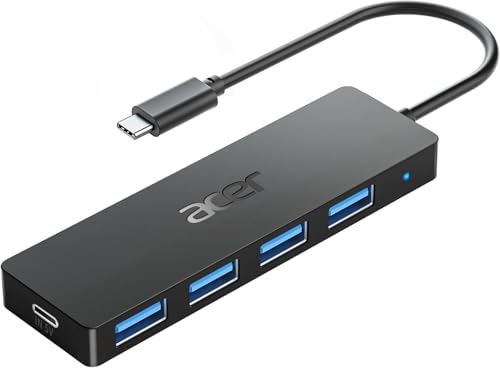 Acer USB C Hub 4 Ports, Multiple USB 3.0 Hub, USBC Splitter for Laptop with TypeC Power Port, Extender for Type C Port Laptop, PC, Desktop and More (USB-C, 0.7ft) - size: 0.7ft, style: USB-C