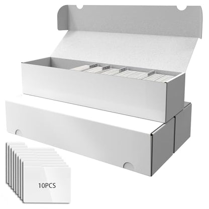 Card Box for Trading Cards,14 Inch Laminated Card Storage Box with Dividers | Card Dividers, 14 Inch, 3 Count, For Standard Card, Efficient Organization, Stackable - size: 3-Pack with divider
