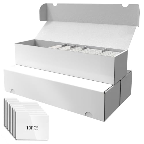 Card Box for Trading Cards,14 Inch Laminated Card Storage Box with Dividers | Card Dividers, 14 Inch, 3 Count, For Standard Card, Efficient Organization, Stackable - size: 3-Pack with divider