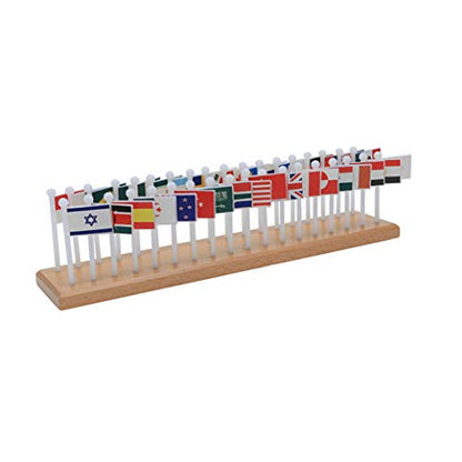 Flags of the World-Montessori Materials Geography Educational Tools Preschool Early at-Home Learning Toys | 36 flags + wooden map. Back includes country names for reference. Builds geography awareness & fine motor.