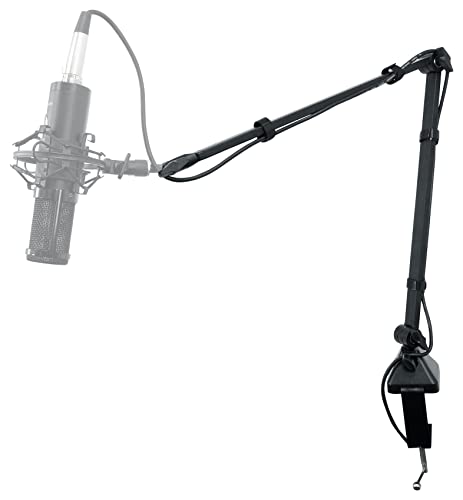 Rockville R-BOOM 34 Black 34" Easy-Adjust Boom Arm Studio Podcast Mic Stand | Desk Clamp, Steel Construction, No Exposed Springs, 360-Degree Rotation, Broadcast/Streaming, Includes Mic Clip and Adapter