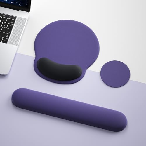 Mouse Pad with Keyboard Wrist Rest,Ergonomic Mouse Pad Wrist Support PU Base with Coaster,Mousepad with Nonslip Base for Computer Laptop Keyboard Home&Office - color: G-Grey&Black