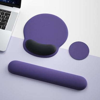 Mouse Pad with Keyboard Wrist Rest,Ergonomic Mouse Pad Wrist Support PU Base with Coaster,Mousepad with Nonslip Base for Computer Laptop Keyboard Home&Office - color: G-Grey&Black