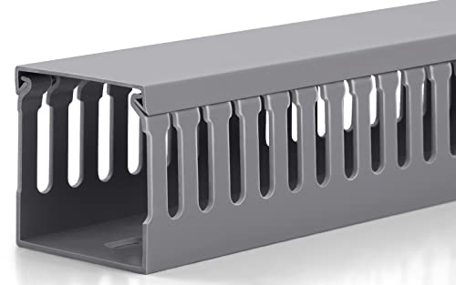 ZhiYo 2"H x 2"W Cable Raceway, 6ft Under Desk Wire Management Channel, Grey | Slotted Wire Duct, 2 Pack (3 ft Each), Heavy-Duty PVC Cable Management for Server Racks, Network Cables & Electrical Cabinets - color: Grey, size: 2in H X 2in W X 6ft L