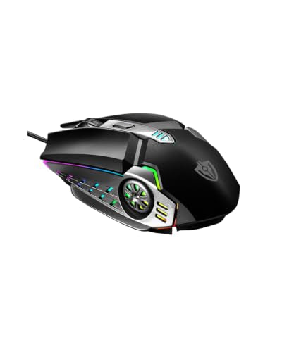 Wired Gaming Mouse, 4-Color Breathing Light, 800-3200 DPI Optical Ergonomic Mouse with Programmable 6 Buttons for PC Laptop (Black) - color: Black