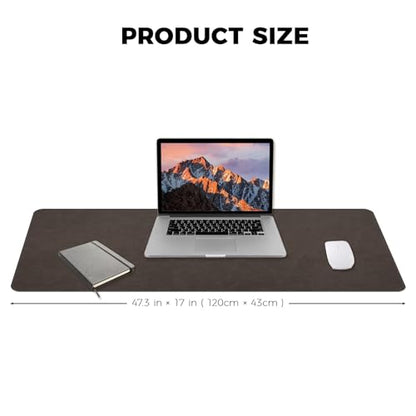 CHEERYGOO Faux Leather Desk Mat - Waterproof Mouse Pad, Non-Slip PU Leather Blotter, Writing Surface for Office and Home 47"x17" XXL Dark Coffee - color: Dark Coffee, size: 47" x 17"