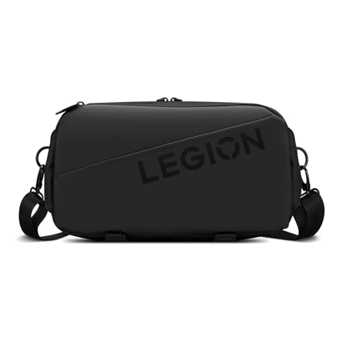 Lenovo Legion Sling Bag, Waterproof Carrying Case Bag for Legion Go Gaming Console, Black, Custom Fit Console Carrier, Adjustable Shoulder Strap, Multiple Compartments, Durable and Stylish Design - size: Legion Go Sling Bag