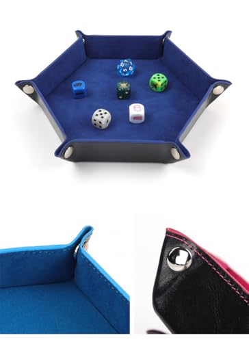 Hexagonal Folding Dice Tray, PU Leather and Velvet, Foldable Rolling Tray for Tabletop Board Games, Multiple Colors