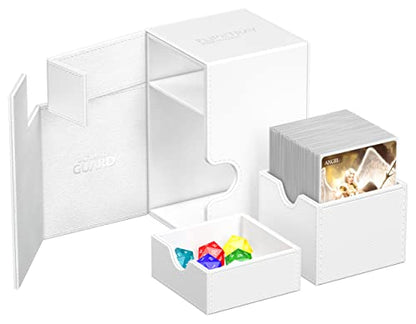 Ultimate Guard Flip'n'Tray 100+, Deck Case for 100 Double-Sleeved TCG Cards + Dice Tray, White, Independent Magnetic Closure & Microfiber Inner Lining - color: White
