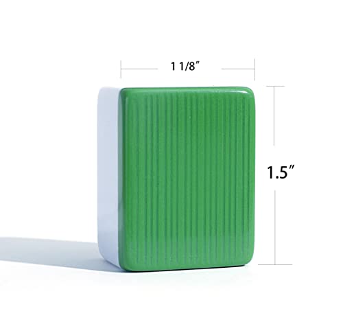 Mose Cafolo Chinese Mahjong Set X-Large 146 Numbered Melamine 1.5" Large Size Tile with Carrying Travel Case, English Manual, Pro Complete Mahjongg Game Set (Majiang, Mah Jongg) - color: Green Tiles