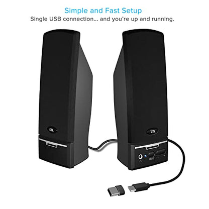 Cyber Acoustics CA-2014USB 2.0 Multimedia Desktop Computer Speakers, Compatible with USB C or A Devices, Adapter Included
