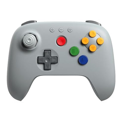 8BitDo 64 Bluetooth Controller for Analogue 3D, Switch 1/2, Windows&Android | Hall Effect Joystick, Turbo, Vibration - Grey - color: Gray